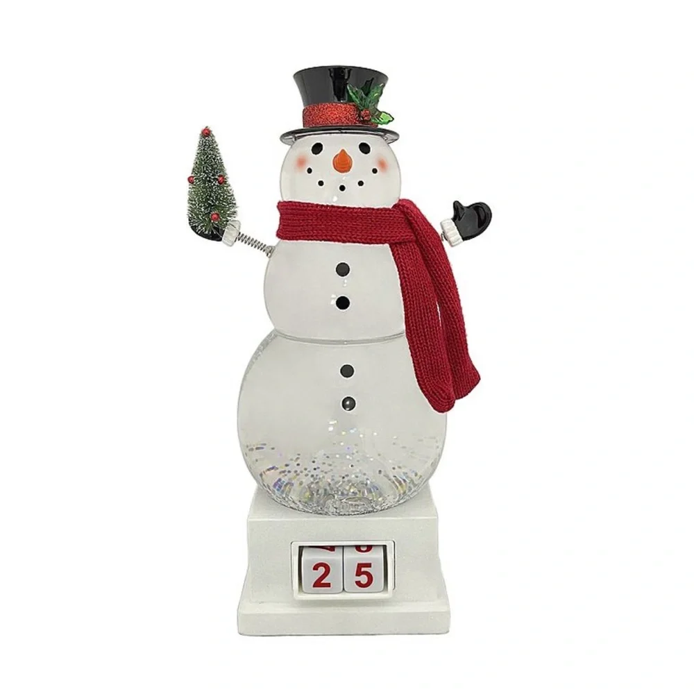 St. Nicholas Square Snowman Snow Globe Christmas CountdownTable Decor Calendar